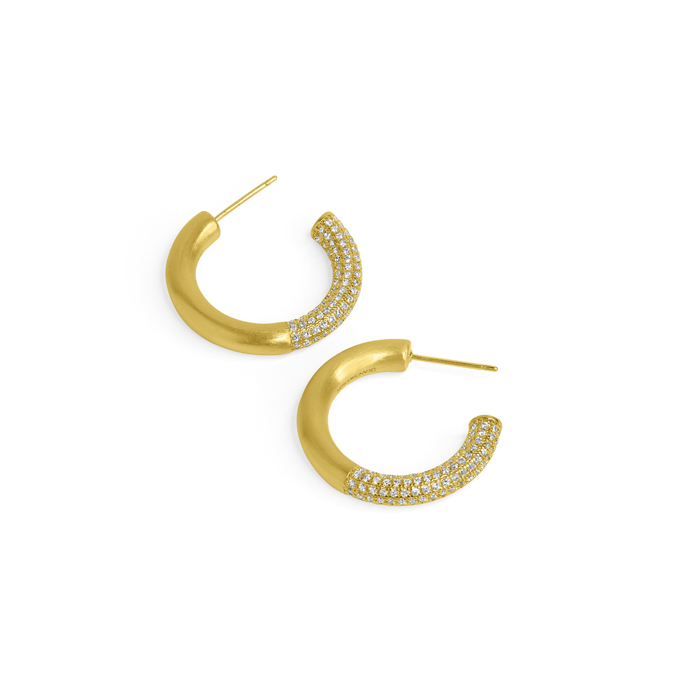 Signature Pave Small Hoops - Goldmakers Fine Jewelry
