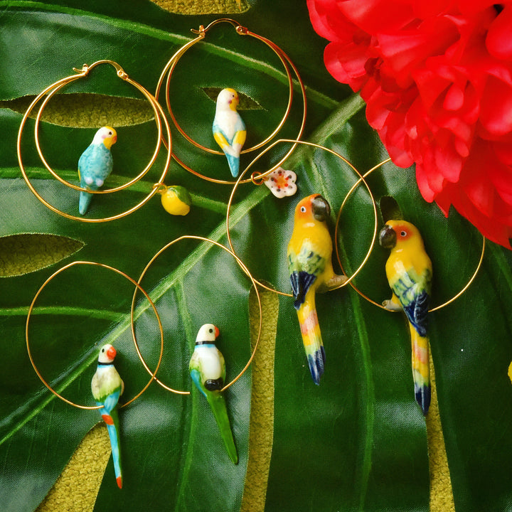 Sun Parrot Hoops - Goldmakers Fine Jewelry