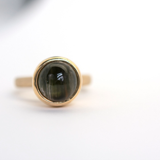 Cat's Eye Tourmaline Lollypop Ring in Gold - Goldmakers Fine Jewelry