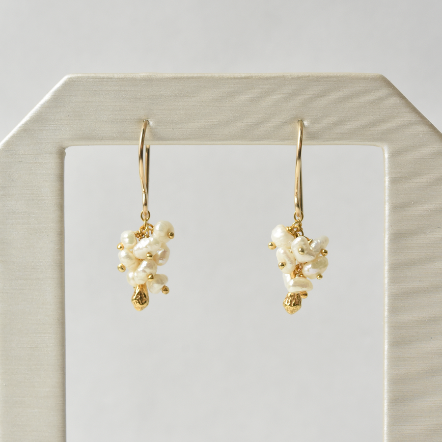 Mini Keishi Pearl Cluster with Pods Earrings - Goldmakers Fine Jewelry