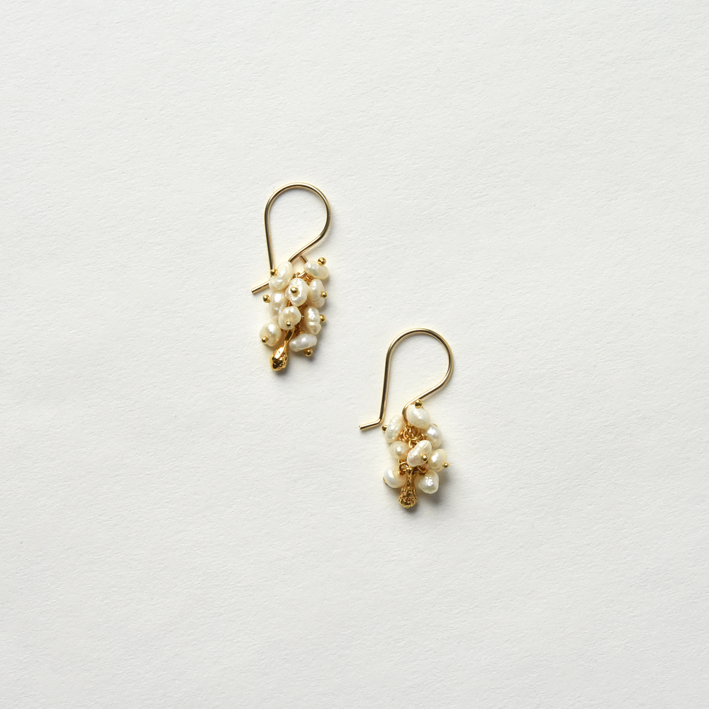 Mini Keishi Pearl Cluster with Pods Earrings - Goldmakers Fine Jewelry