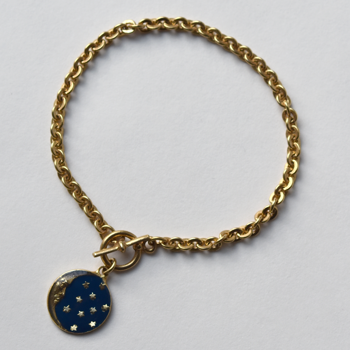 Moon and Stars Enamel Bracelet - Goldmakers Fine Jewelry