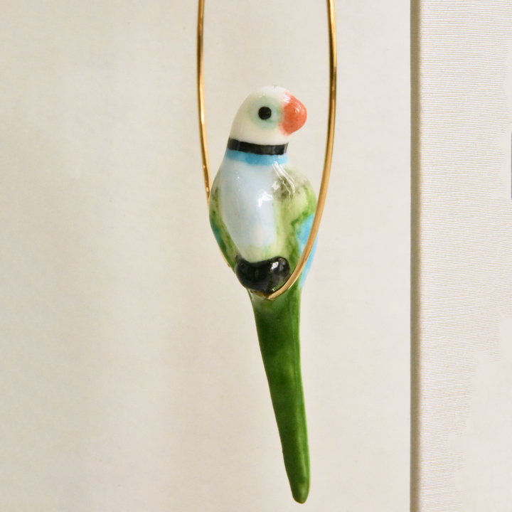 Blue and Green Parrot Hoop Earrings - Goldmakers Fine Jewelry