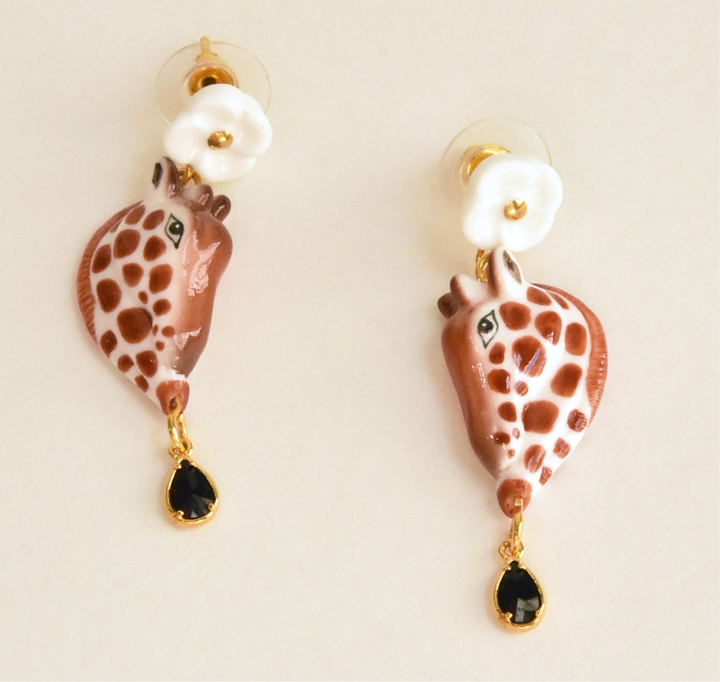 Daisy and Giraffe Earrings with Gems - Goldmakers Fine Jewelry