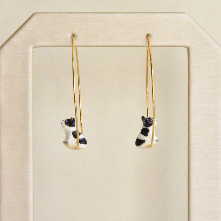 Tiny French Bulldog on Hoops - Goldmakers Fine Jewelry