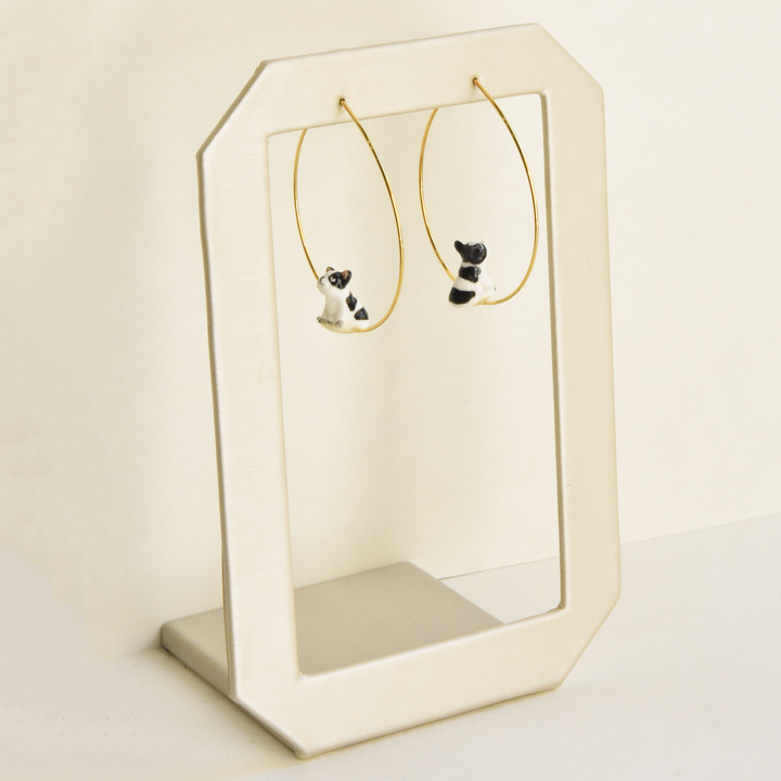 Tiny French Bulldog on Hoops - Goldmakers Fine Jewelry