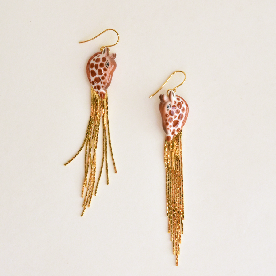 Giraffe Fringe Earrings - Goldmakers Fine Jewelry