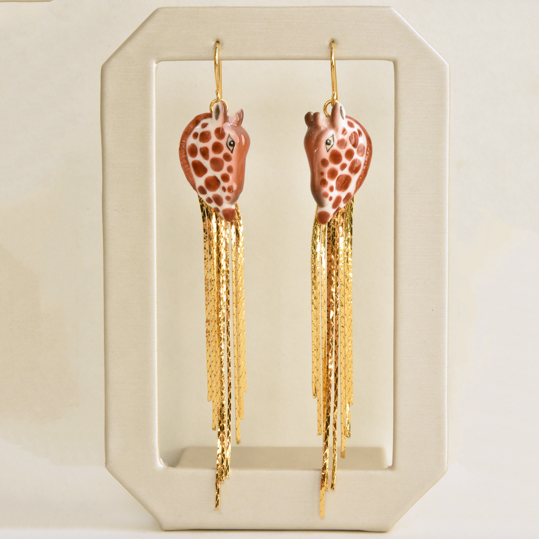 Giraffe Fringe Earrings - Goldmakers Fine Jewelry