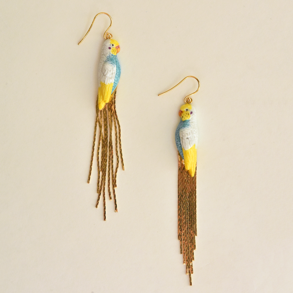 Parakeet Fringe Earrings - Goldmakers Fine Jewelry