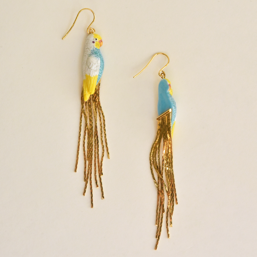 Parakeet Fringe Earrings - Goldmakers Fine Jewelry