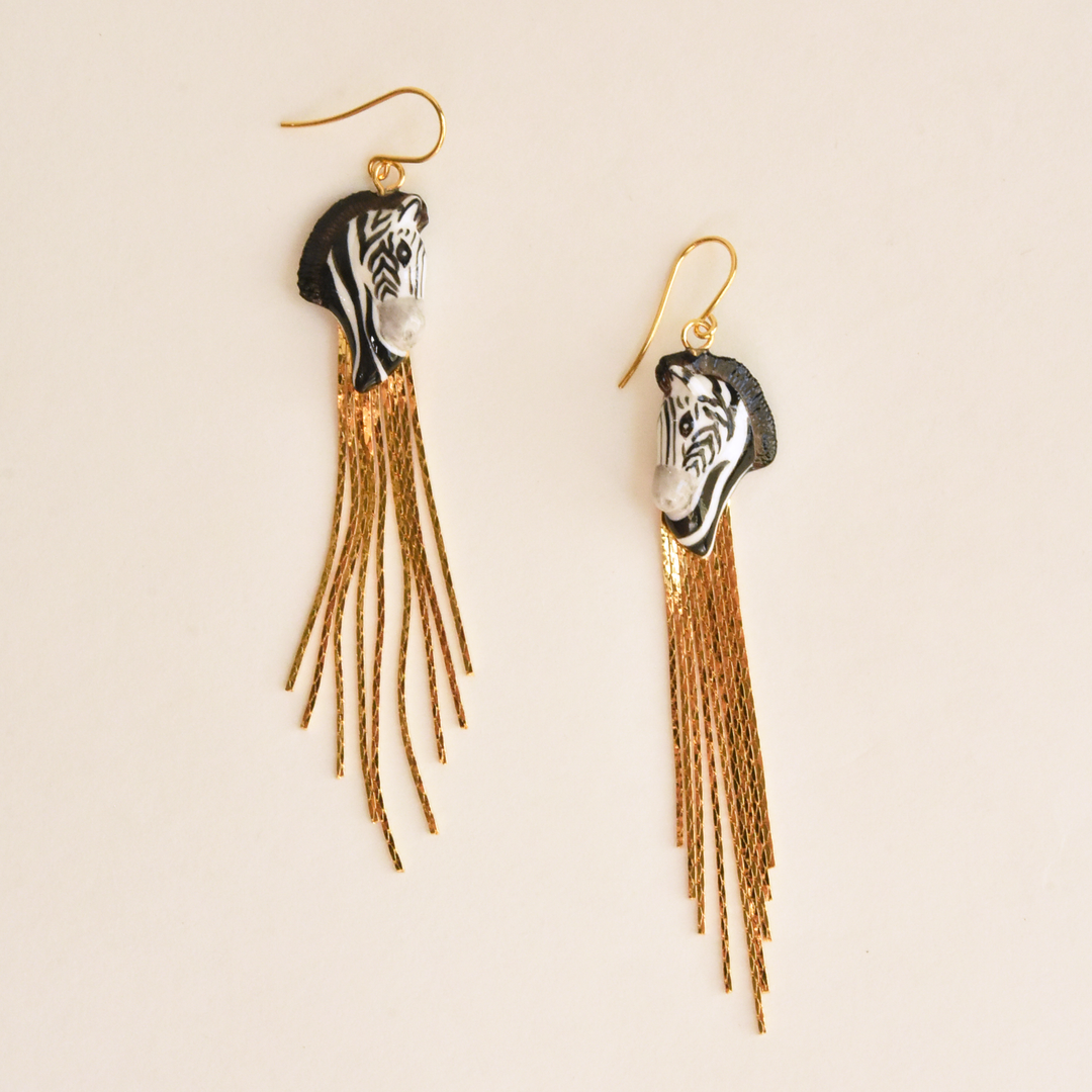 Zebra Fringe Earrings - Goldmakers Fine Jewelry