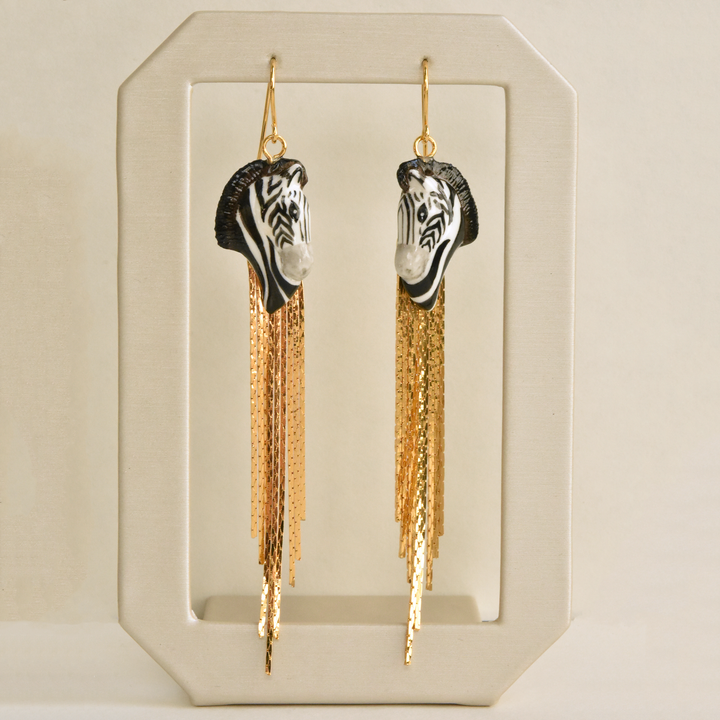 Zebra Fringe Earrings - Goldmakers Fine Jewelry