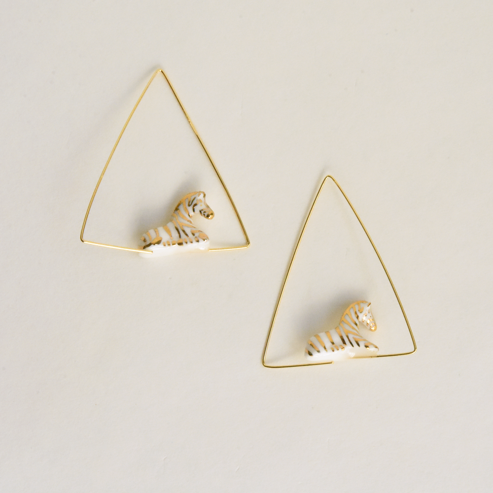 Golden Zebra Hoop Earrings - Goldmakers Fine Jewelry