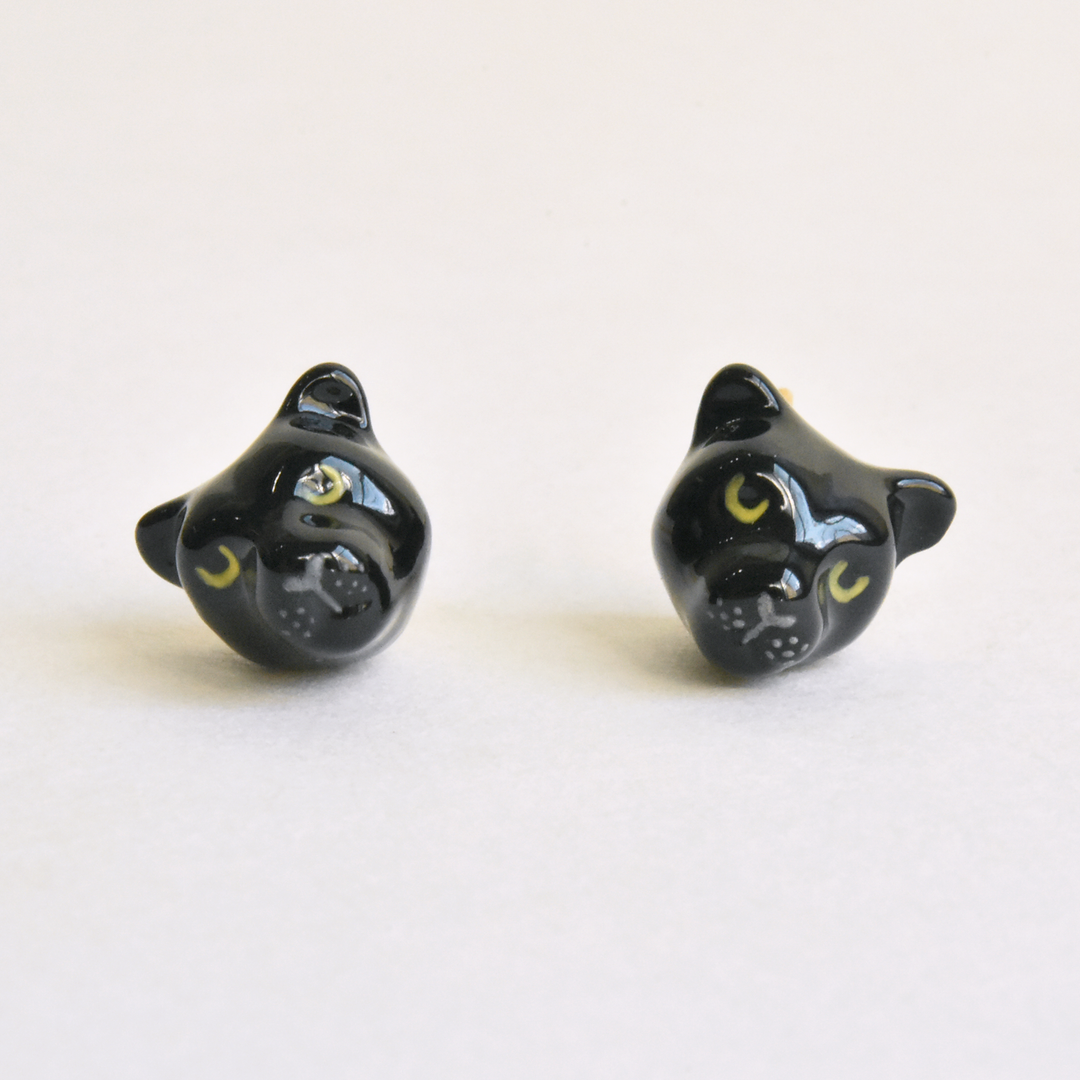 Black Panther Post Earrings - Goldmakers Fine Jewelry