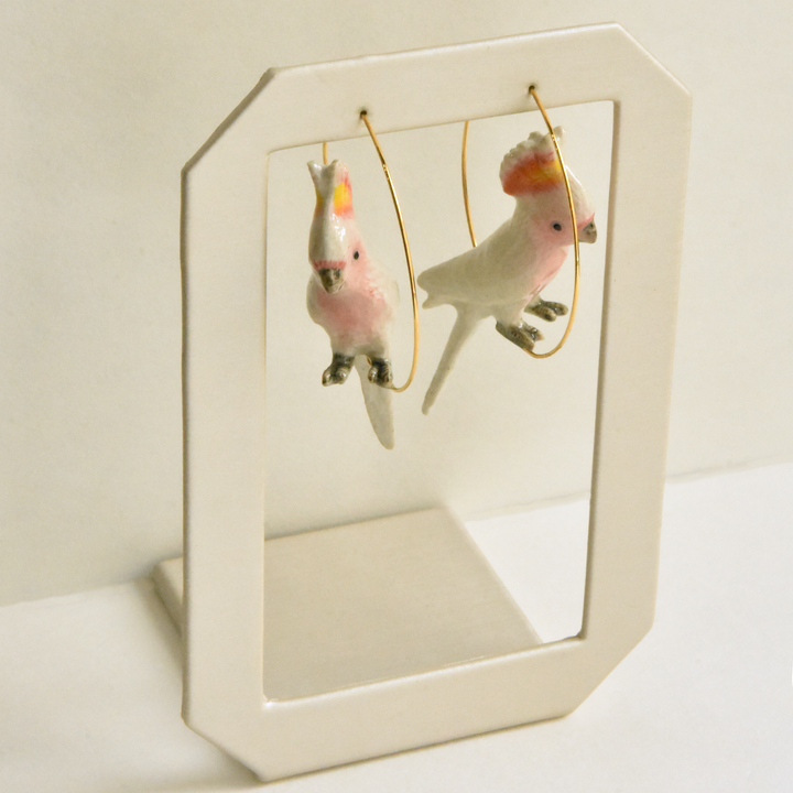 Pink Cockatoo Hoop Earrings - Goldmakers Fine Jewelry