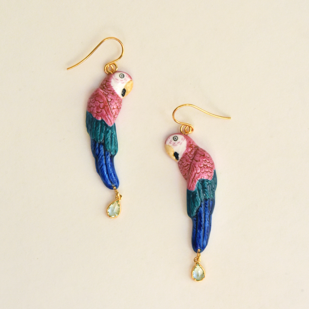 True Parrot with Gem Earrings - Goldmakers Fine Jewelry