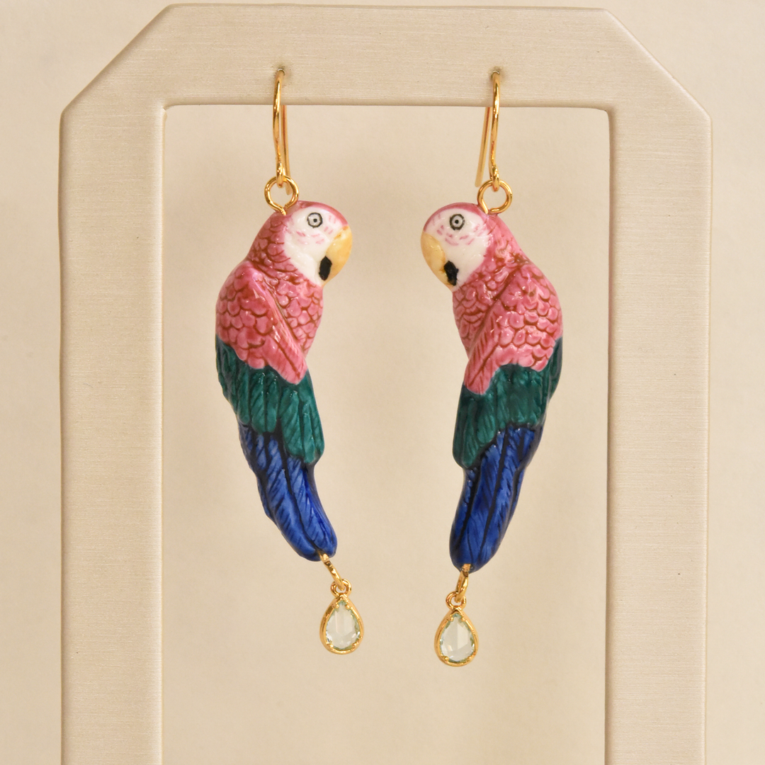 True Parrot with Gem Earrings - Goldmakers Fine Jewelry