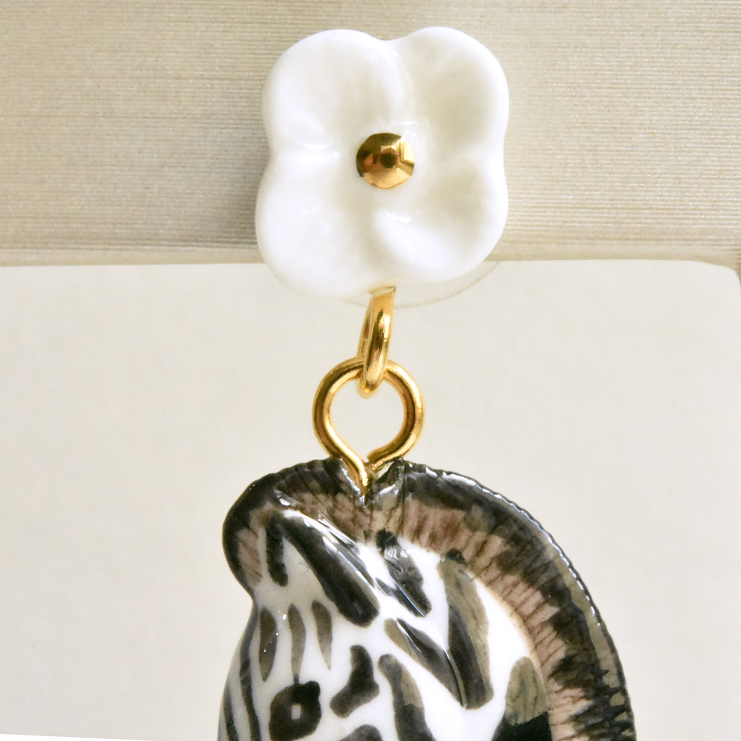 Daisy and Zebra Earrings with Gems - Goldmakers Fine Jewelry