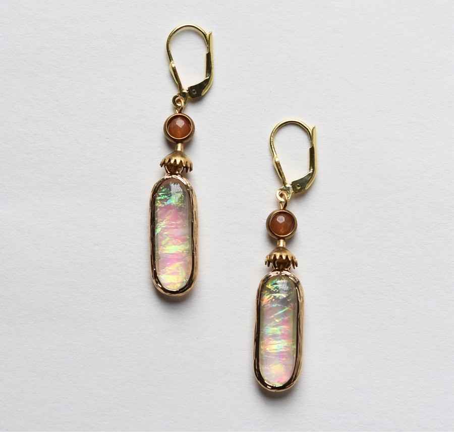 "Opal" Art Glass Drops - Goldmakers Fine Jewelry