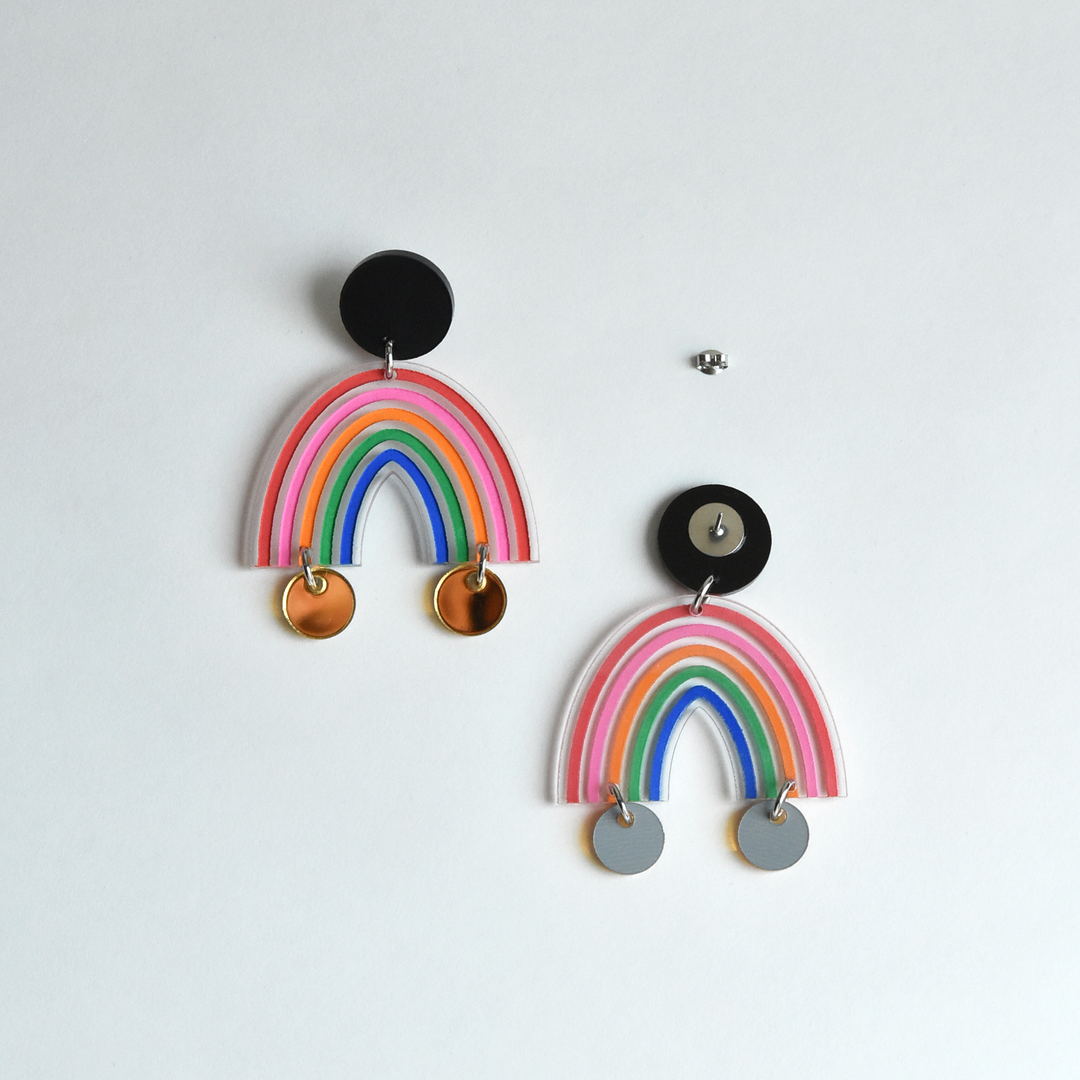 Rainbow Stripe Arch Earrings - Goldmakers Fine Jewelry