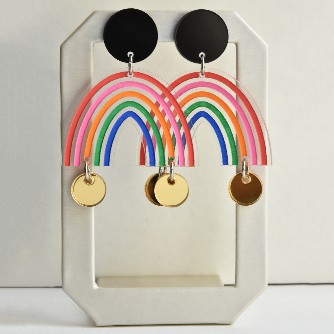 Rainbow Stripe Arch Earrings - Goldmakers Fine Jewelry