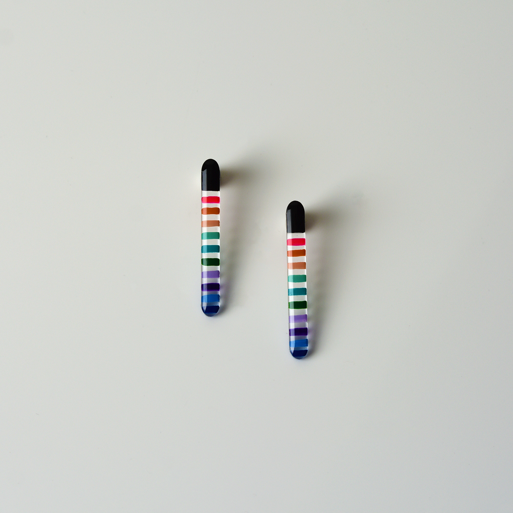 Rainbow Striped Bar Stud - Goldmakers Fine Jewelry