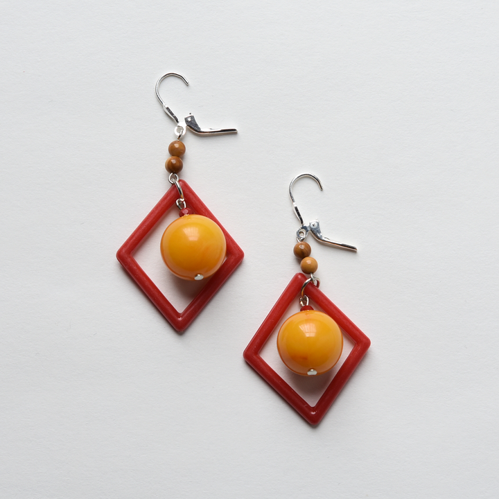 Red-Orange Art Glass Drops - Goldmakers Fine Jewelry