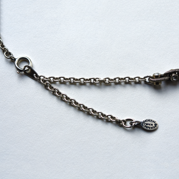 Crystal Chain Link Necklace in Silver Tone - Goldmakers Fine Jewelry