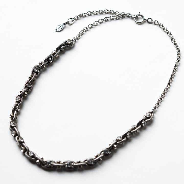 Crystal Chain Link Necklace in Silver Tone - Goldmakers Fine Jewelry