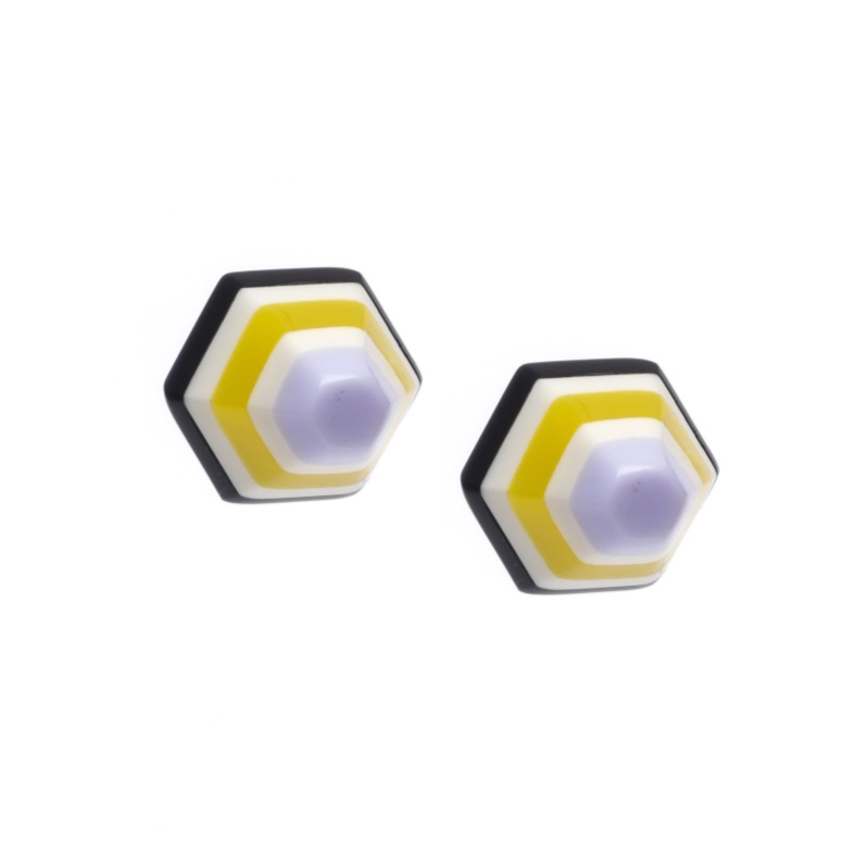 Souvenir Hexagon Studs - Goldmakers Fine Jewelry