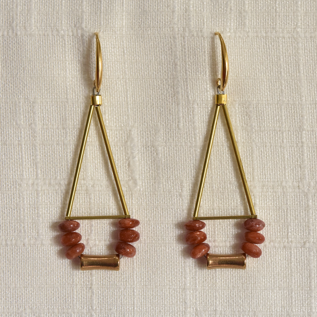 Sunstone & Brass Earrings - Goldmakers Fine Jewelry