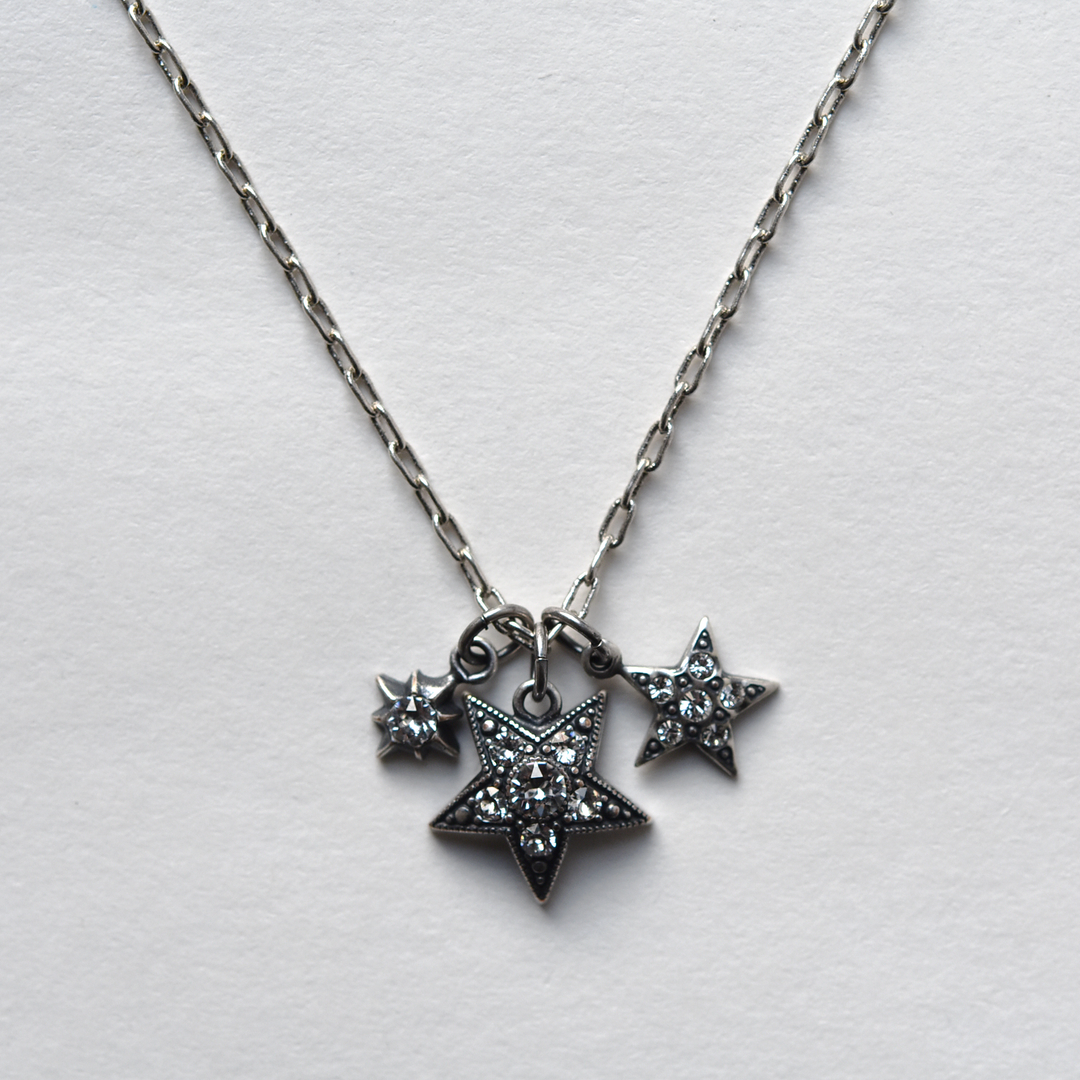 Three Silver Stars Necklace - Goldmakers Fine Jewelry