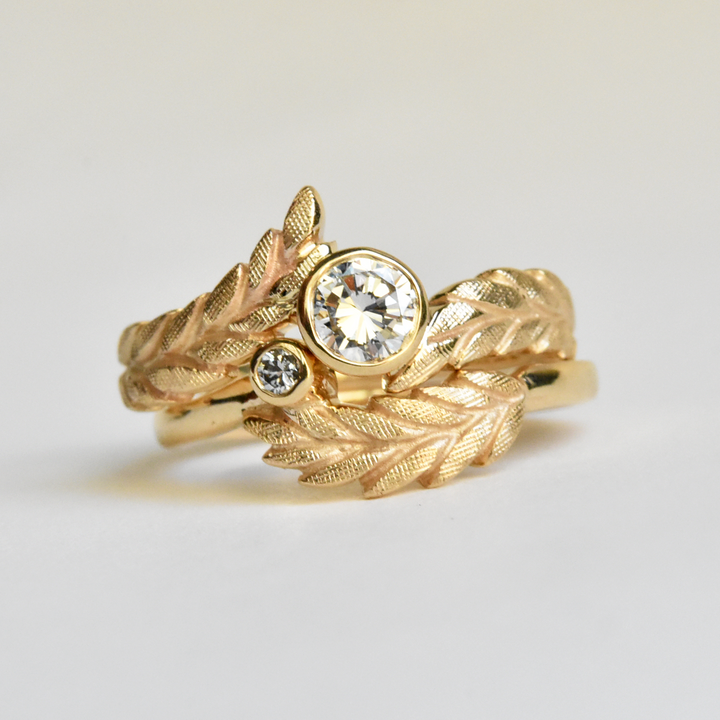 Diamond Wheat Ring in Yellow Gold - Goldmakers Fine Jewelry